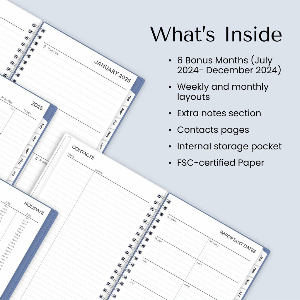 Blue Sky 2025 Weekly Monthly Planner Calendar 5x8 Flexible Cover Wirebound