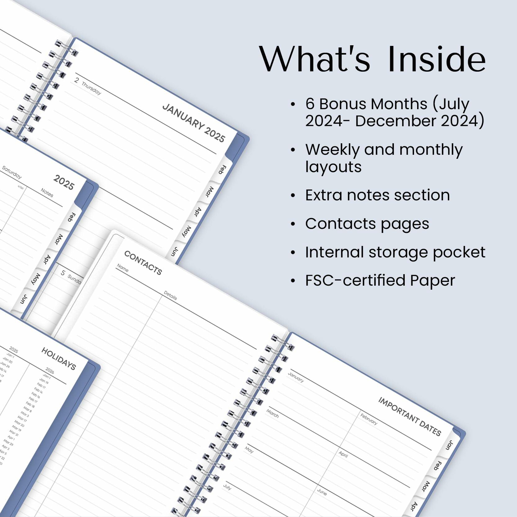 Blue Sky 2025 Weekly Monthly Planner Calendar 5x8 Flexible Cover Wirebound