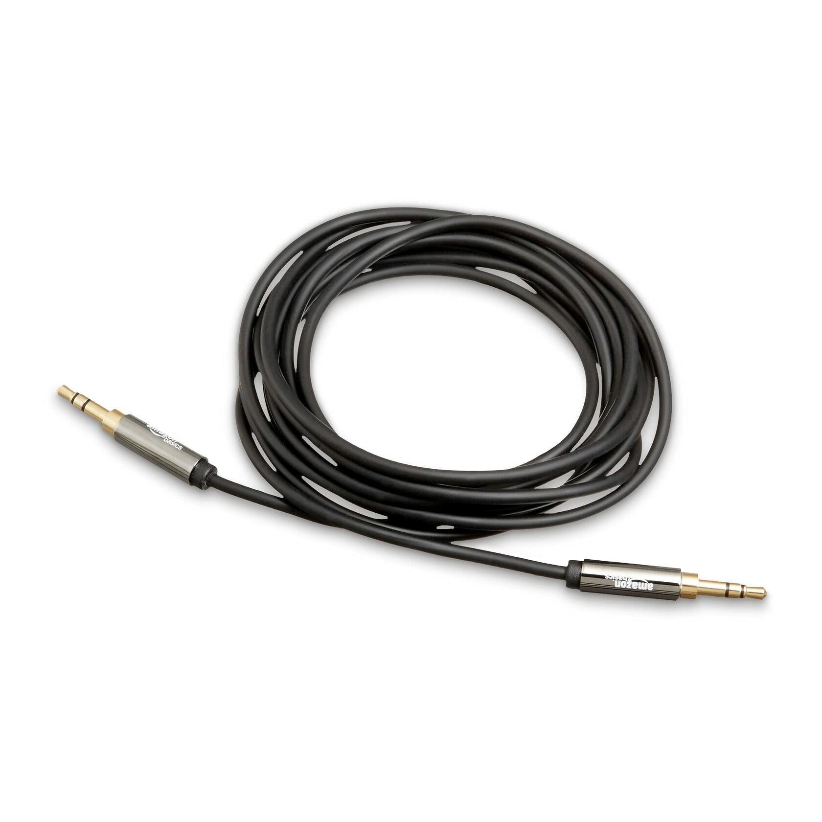 [Like New] Amazon Basics 3.5mm Auxiliary Audio Cable Gold-Plated Plugs 8ft Black