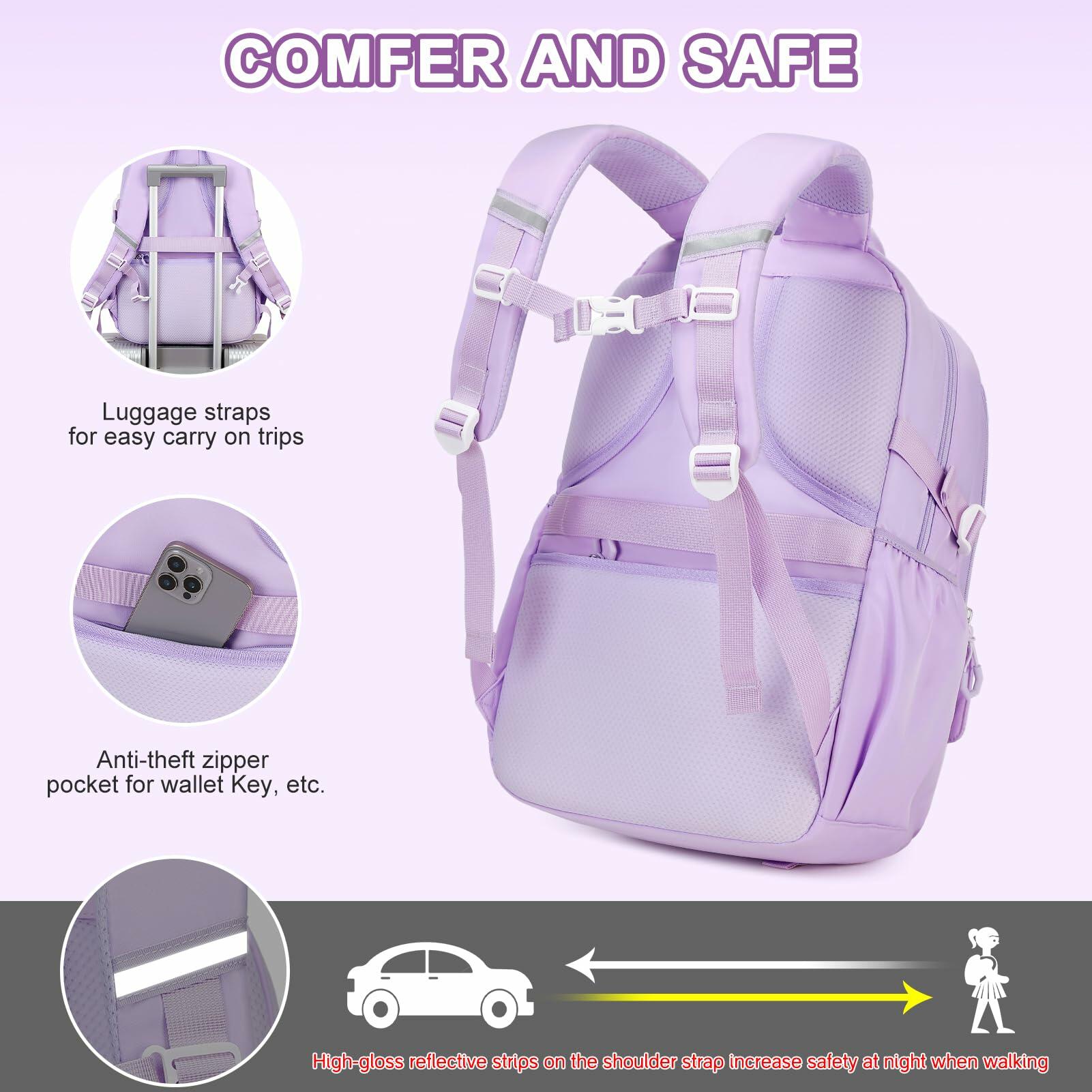 Scothen 4pcs Girls School Backpack Set Lunch Bag & Bottle Back to School