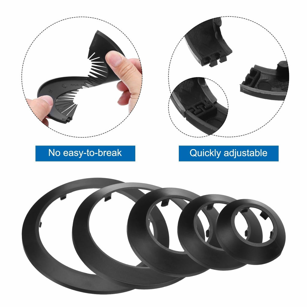 uxcell 5PCS Pipe Cover Decor 4.3in PP Plastic Flange Escutcheon Black
