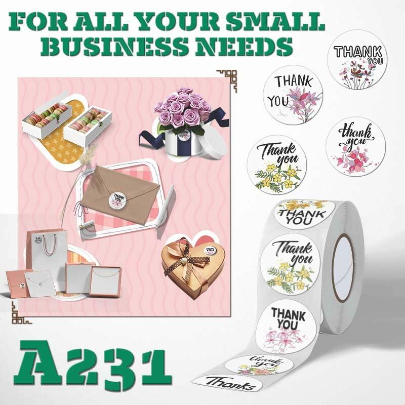 DNYMJBO 500 PCS Thank You Stickers 10 Floral Designs 1 Inch #A243