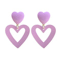 CBLUED Double Hearts Drop Earrings Purple Amethyst Dangle Jewelry