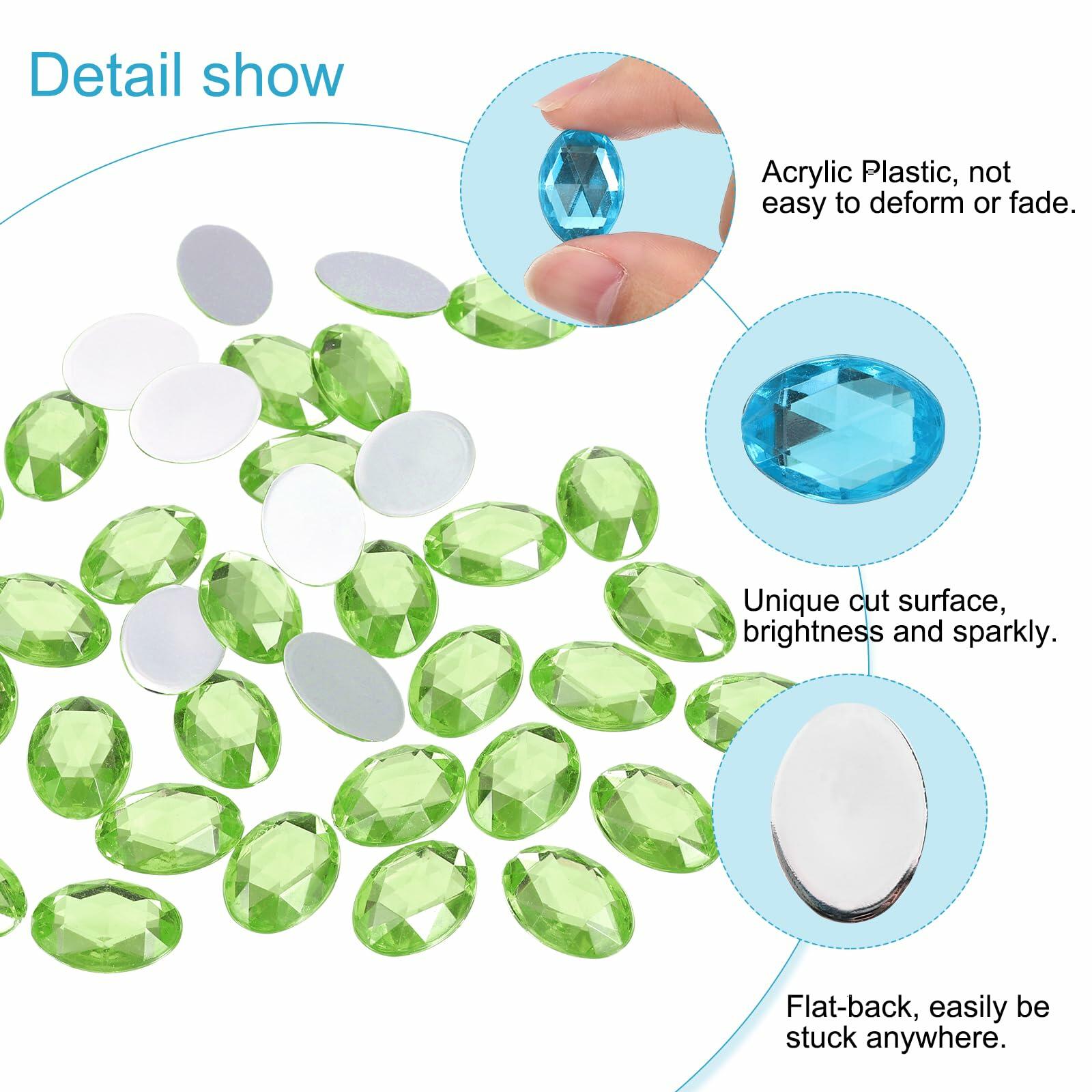 Uxcell 500pcs Oval Flatback Acrylic Rhinestones 18x13mm Light Green