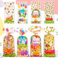 ABTOLS 100PCS Easter Cellophane Treat Bags Colorful Plastic Bunny 7x10in
