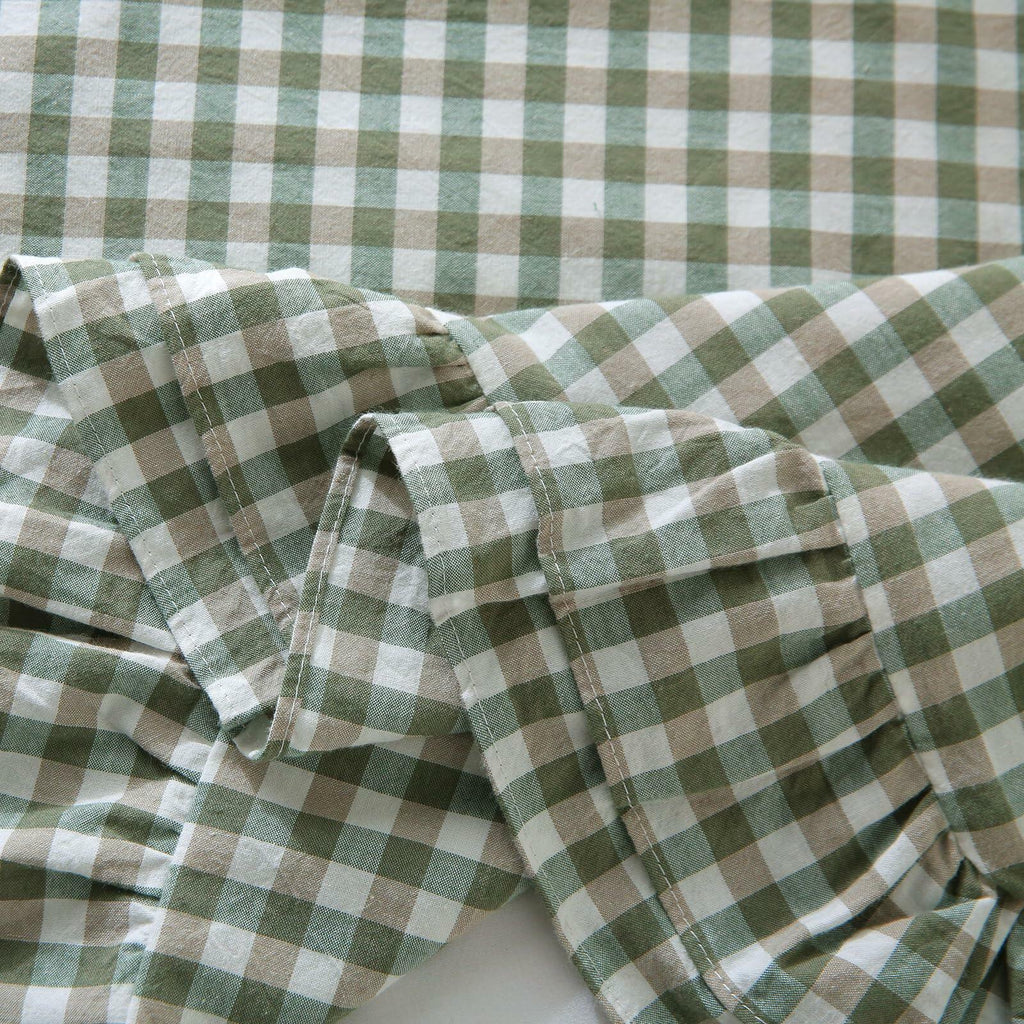 Aryeleay 2 Pack Sage Green White Plaid Ruffle Pillow Shams Cotton 20x20