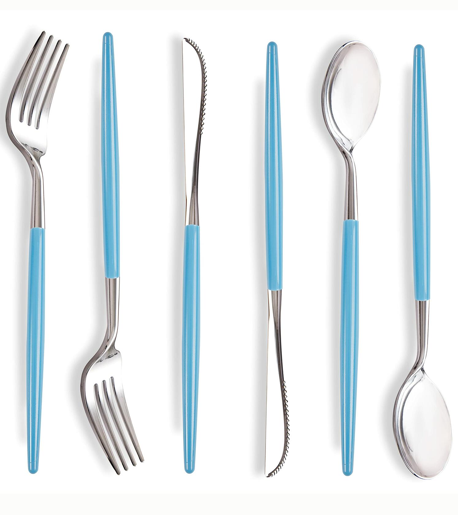WELLIFE 120pcs Rose Gold Plastic Cutlery Set Forks Knives Spoons Party