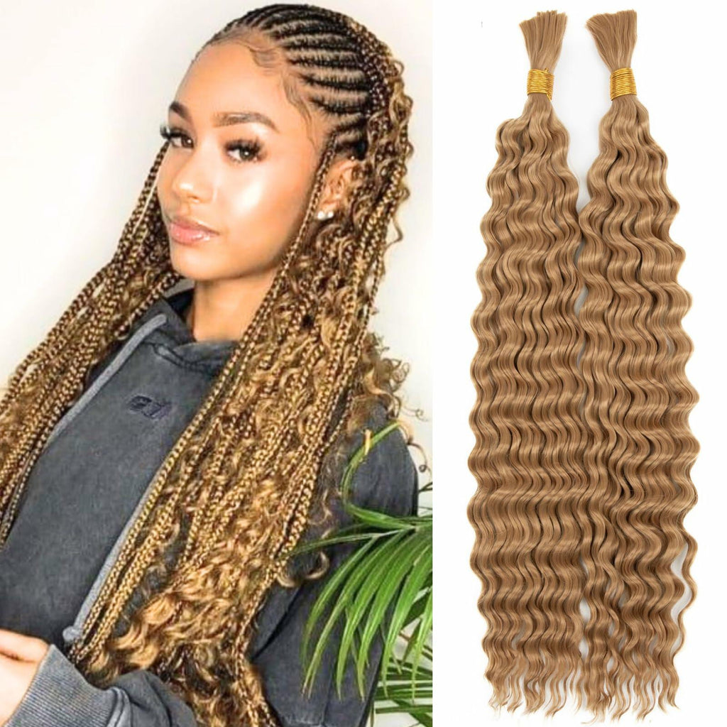 OQNUNQO Curly Wave Synthetic Braiding Hair Extensions 22in 1B Black 150g 2Bundle