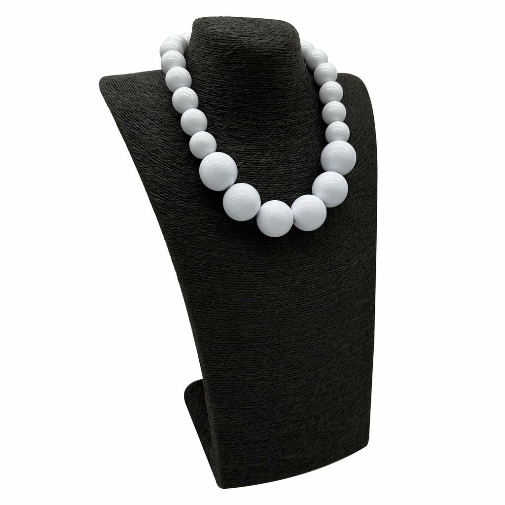 [Like New] JHWZAIY White Acrylic Beaded Necklace Chunky Statement 02 Set