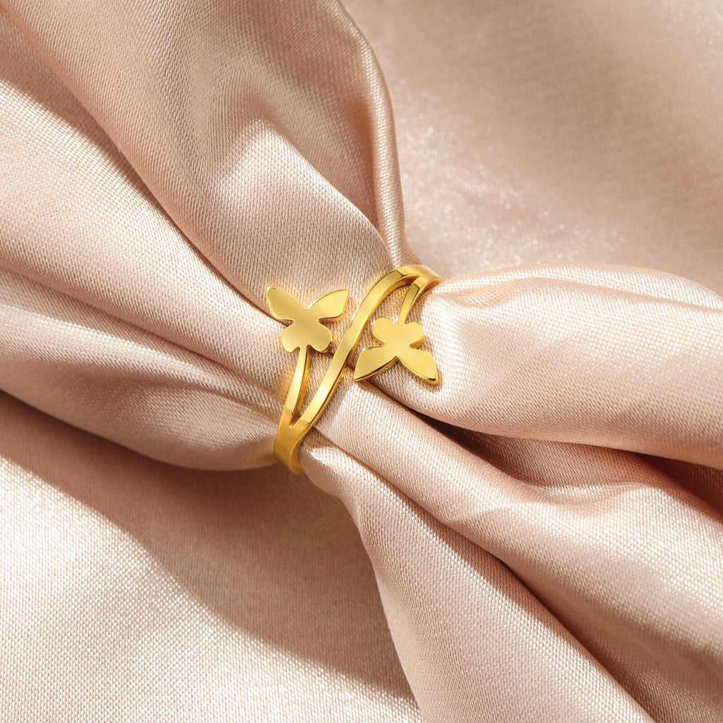Dreamtimes Butterfly Rings Women Dainty Minimalist Wedding Bands Ring G-6