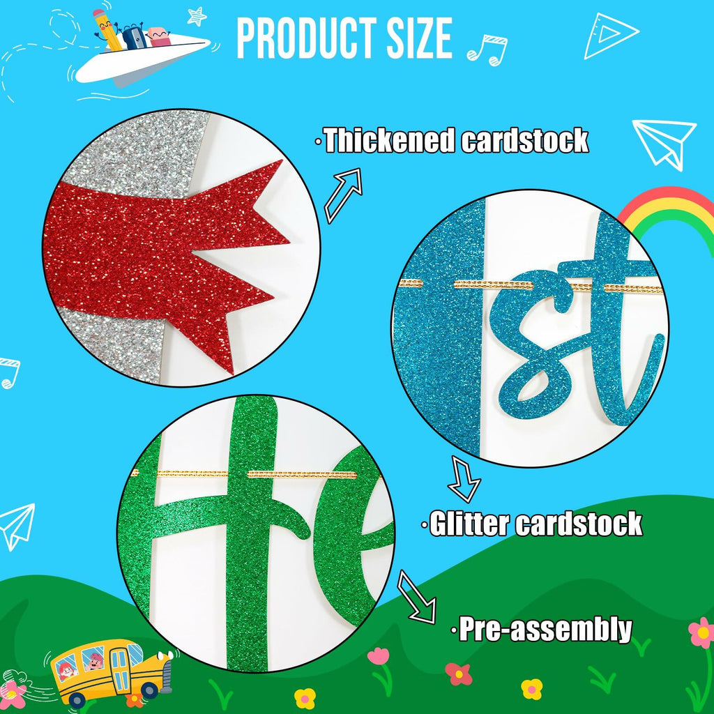 Firefairy Kindergarten Graduation Banner Pre-strung Colorful Glitter Cardstock