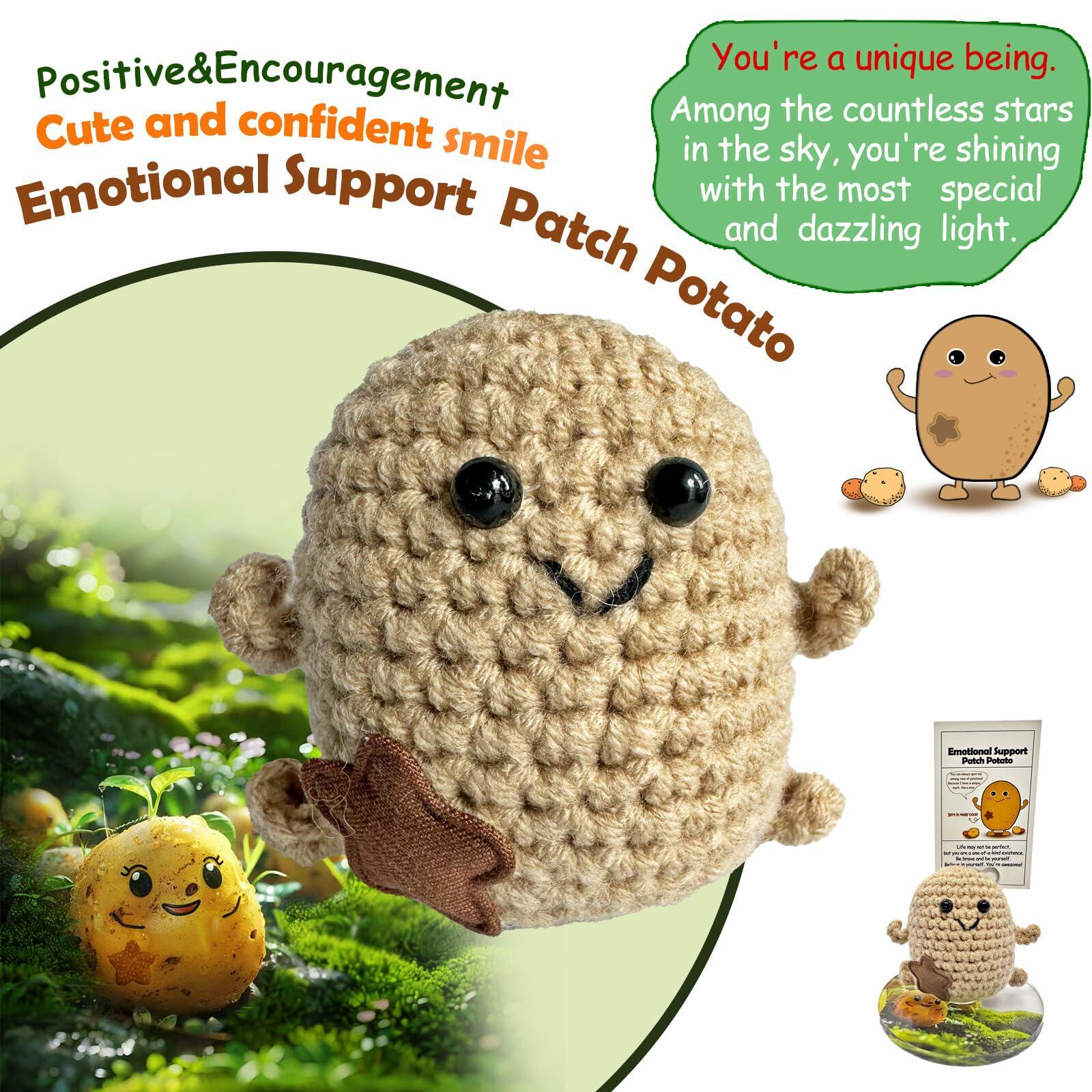 Mini Positive Potato Doll 3in Knit Plush with Card Cute Gift for Friends Family