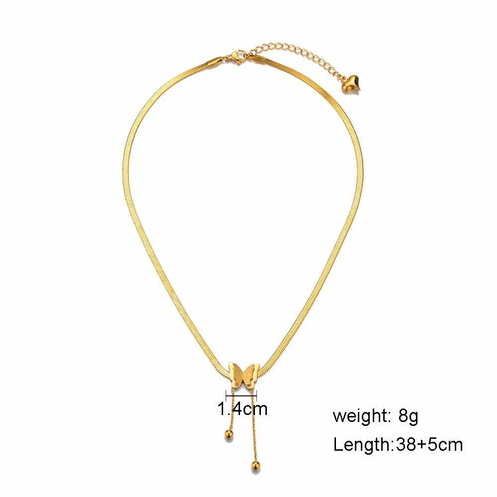 18K Gold Butterfly Necklace for Women Elegant Jewelry Gift Box Included