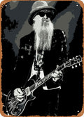 AirBnk Vintage Metal Tin Sign Billy Gibbons Guitar Retro 8x12 inch