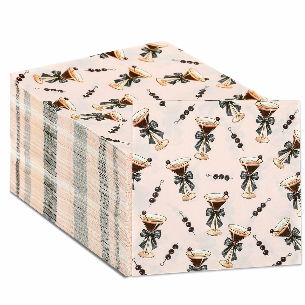 CHUNNIN Espresso Martini Napkins 50 PCS Brown Pink Disposable Paper Party