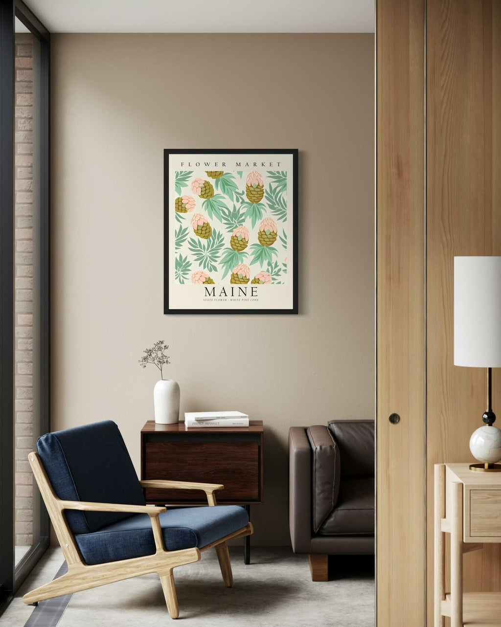 HomeArtPrint Maine Flower Market Botanical Floral Poster 8x10 Unframed