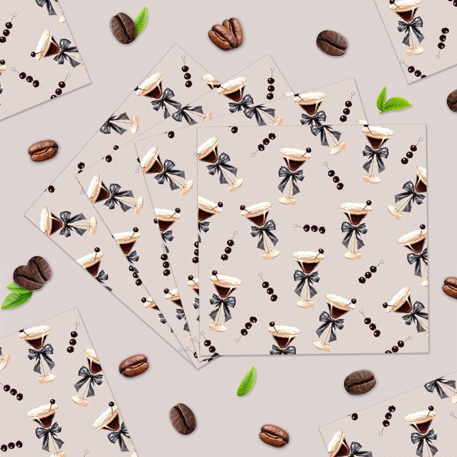 CHUNNIN Espresso Martini Napkins 50 PCS Brown Pink Disposable Paper Party