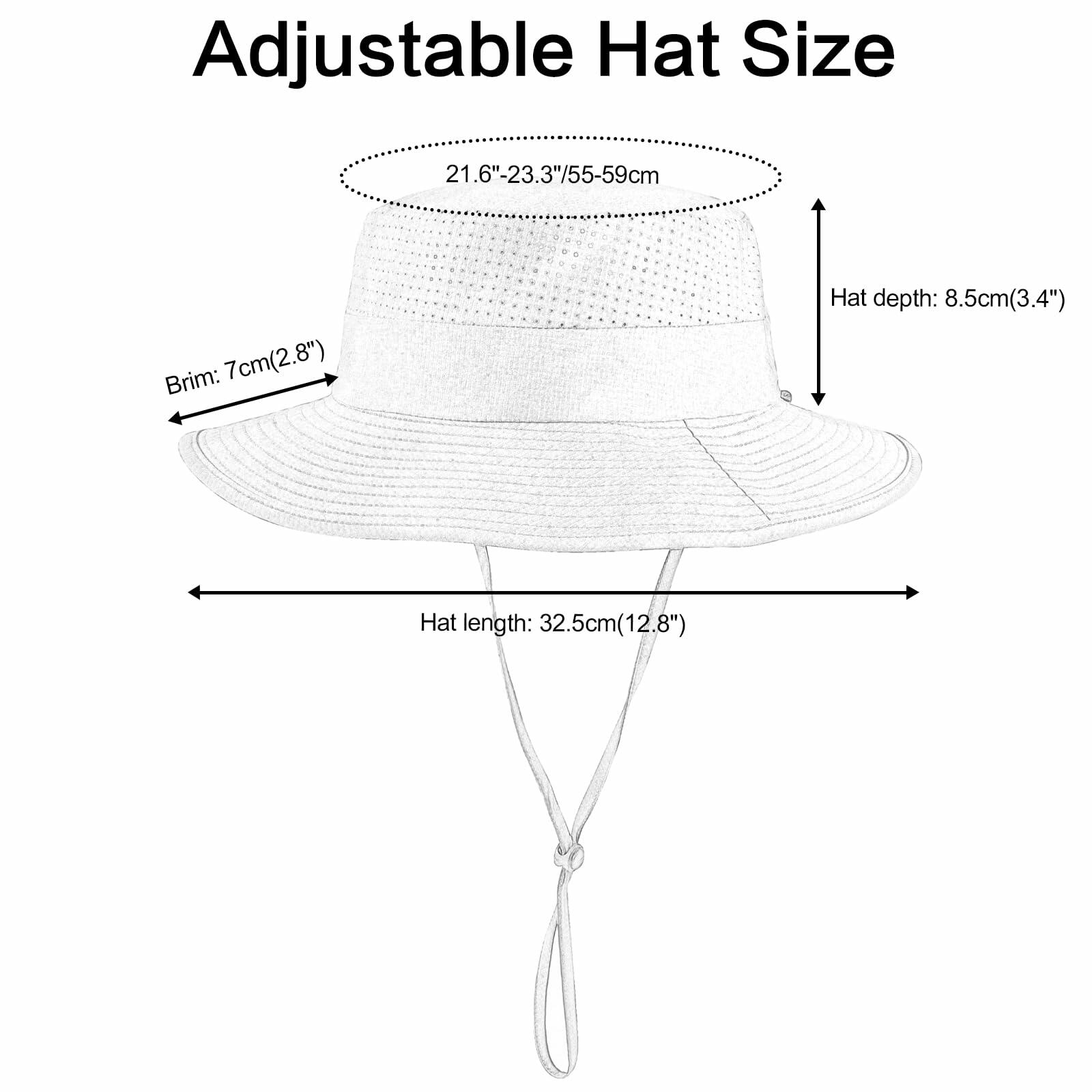 VOBOOM Breathable Wide Brim Sun Hat UV Protection Fishing Cap Grey