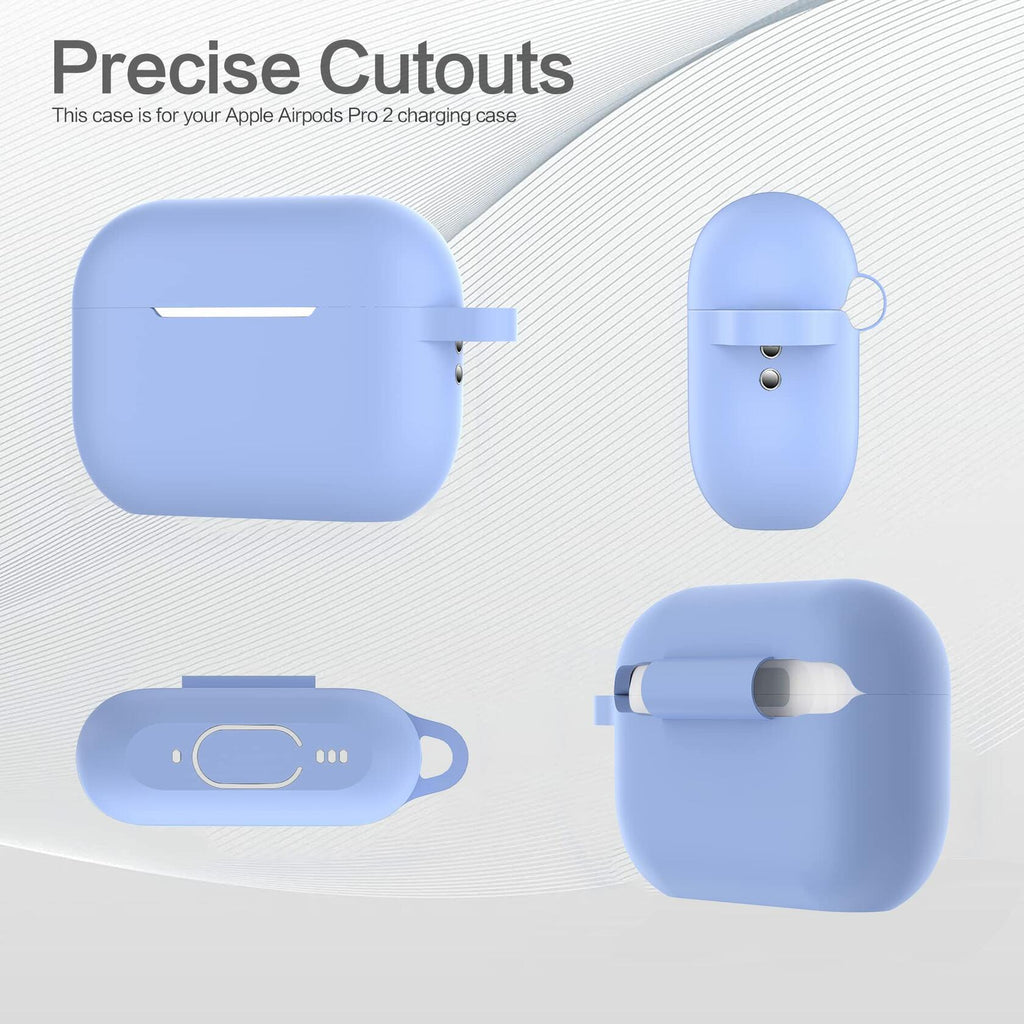 BOBEN AirPods Pro 2 Case Silicone Cover with Lanyard Keychain Blue