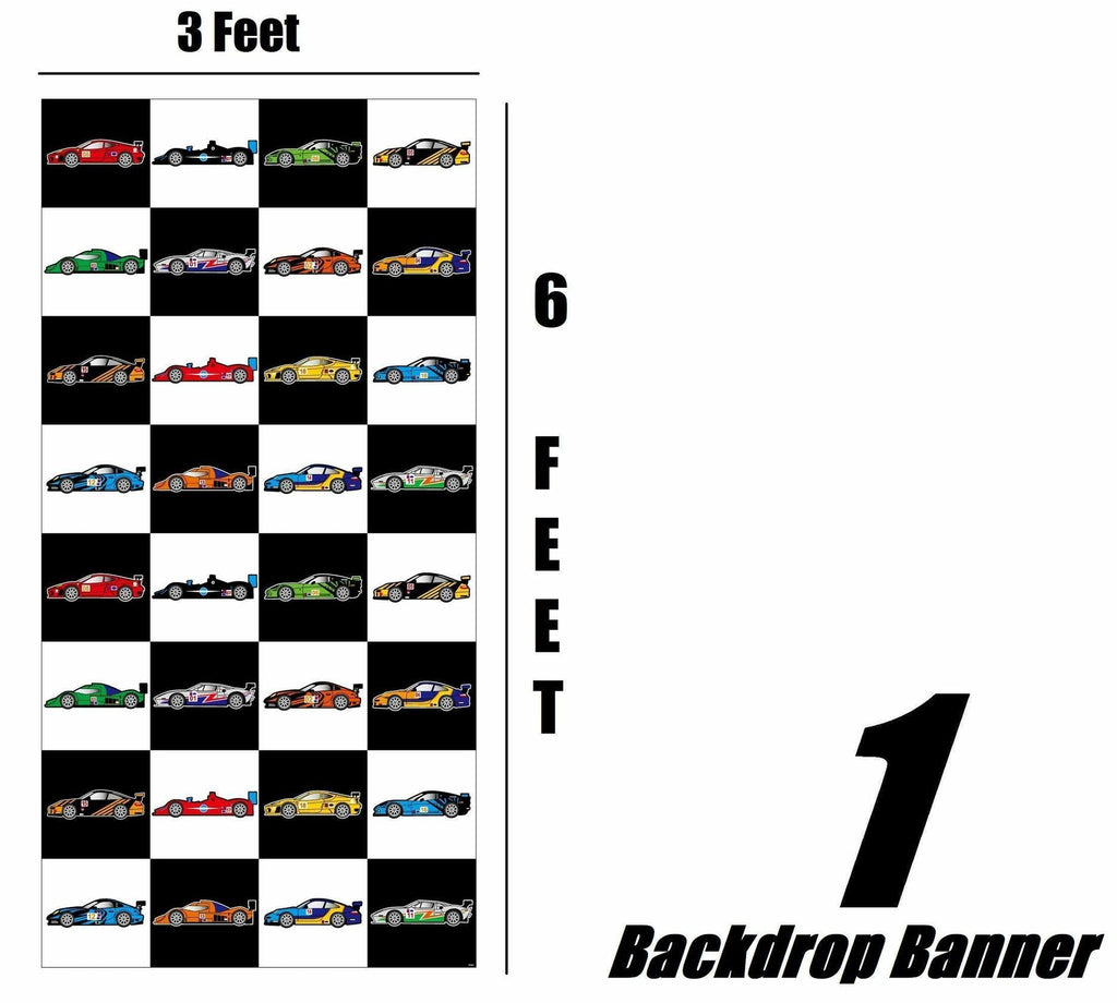Race Car Party Supplies Set for 30 Kids Hats Bags Banners Swirls Backdrop