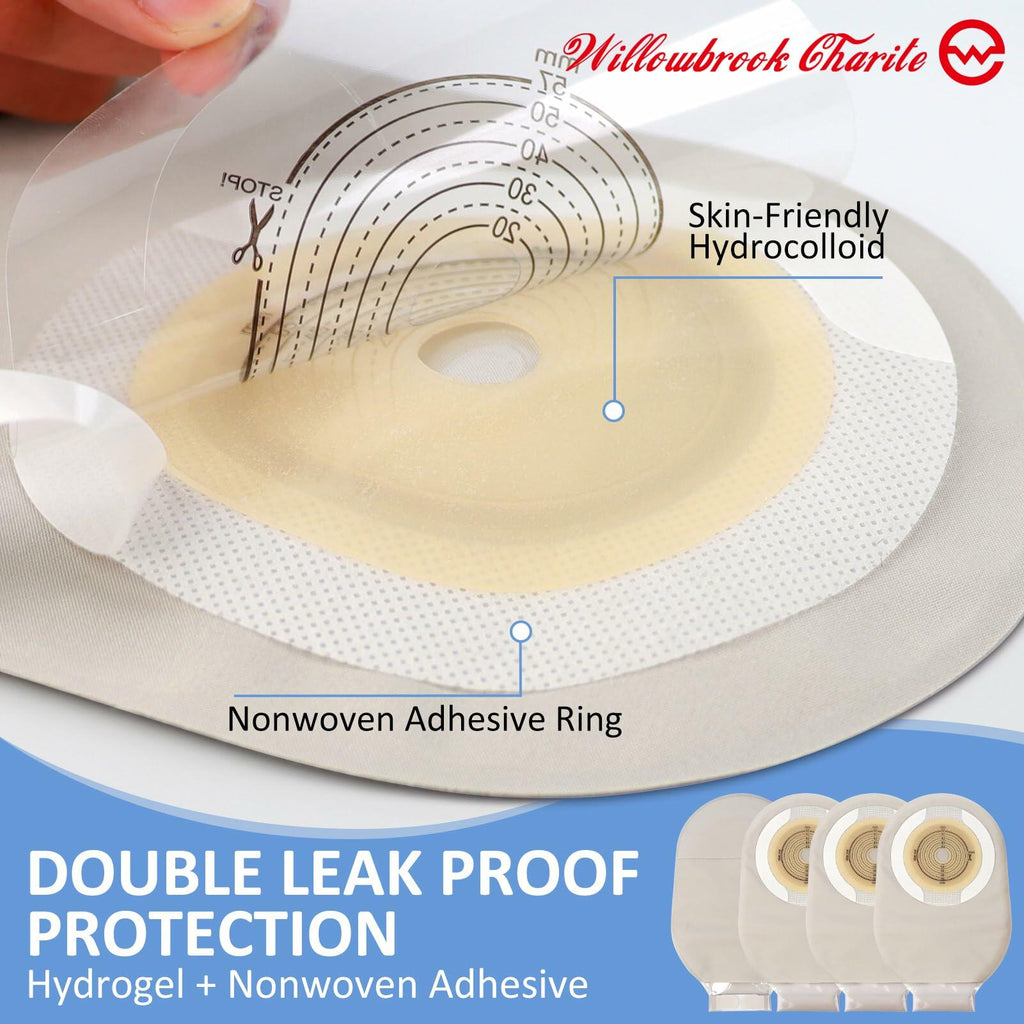 Willowbrook Charite 30 PCS Drainable Ostomy Pouches 12" Grey Cut-to-Fit