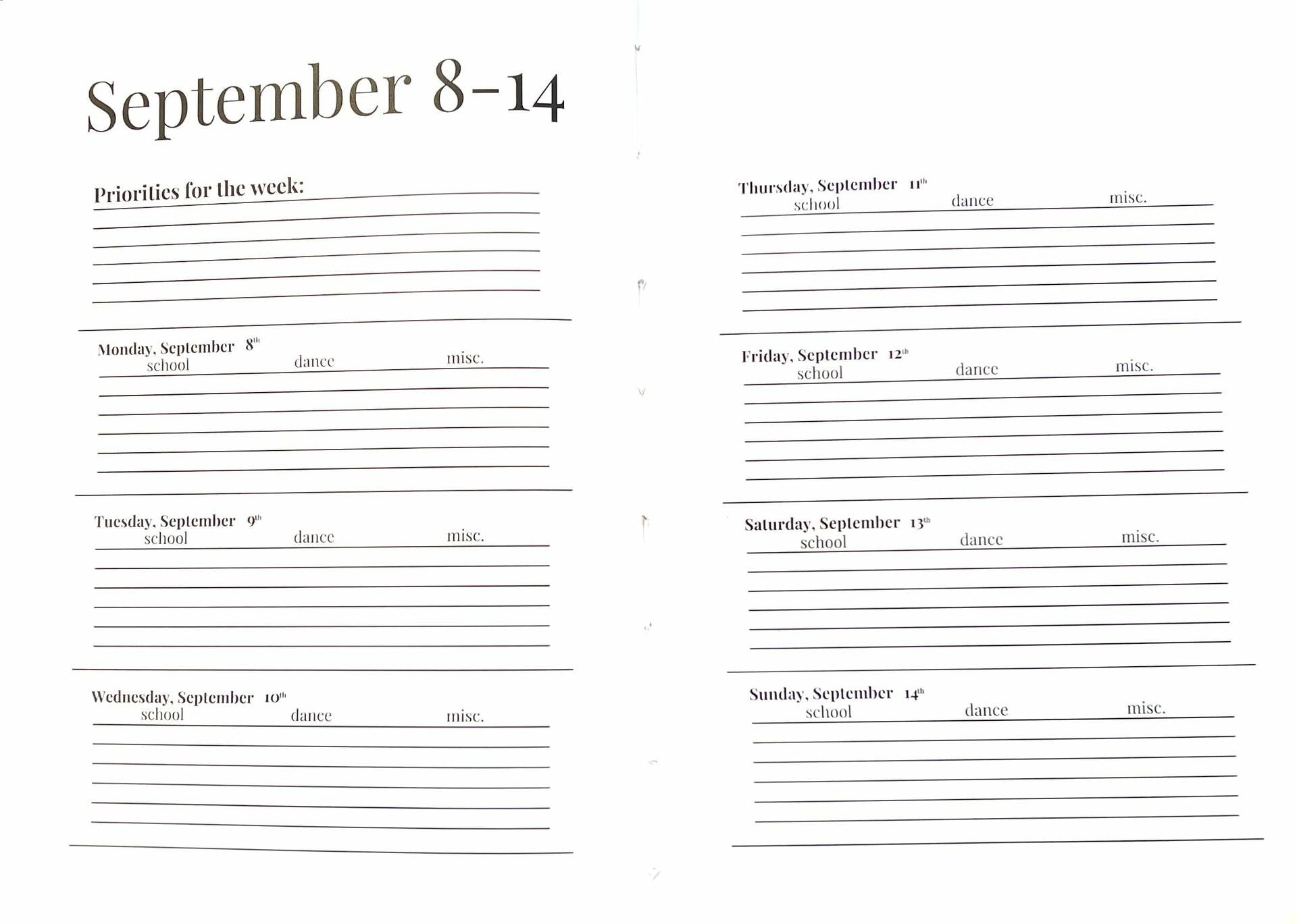 Dance Season Planner 2025-2026 A5 Midnight Motion Monthly Weekly Organizer