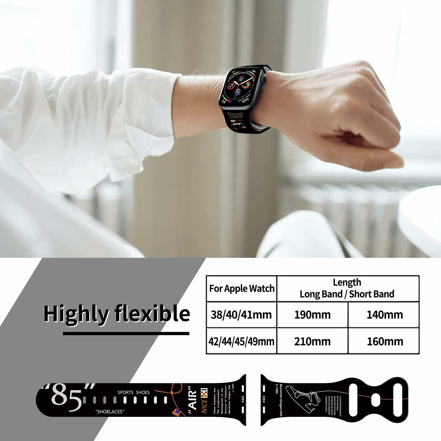 Sports Silicone Watch Bands Black Compatible with iWatch Series 1-9 42mm