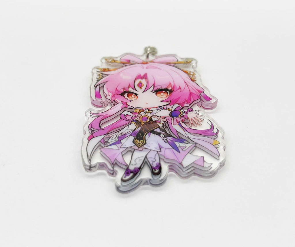 YJacuing Honkai Star Rail Chibi Cute Acrylic Stand Figure Keychain Pink Fu Xuan