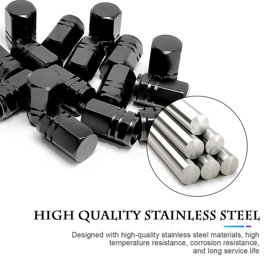 Fekey&JF 16 PCS Universal Tire Valve Stem Caps Waterproof Airtight Black