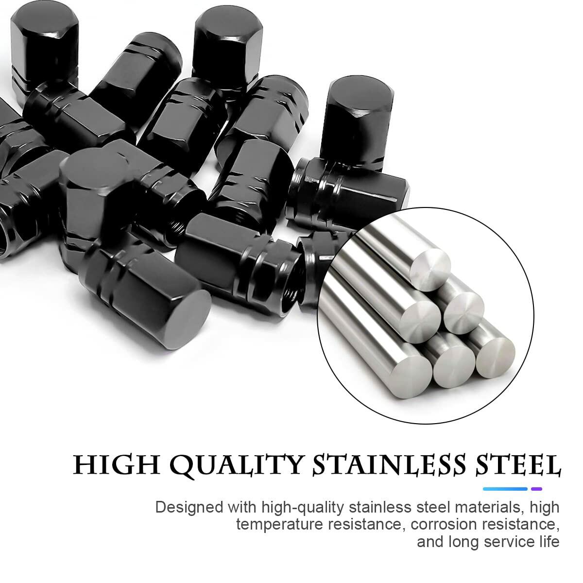 Fekey&JF 16 PCS Universal Tire Valve Stem Caps Waterproof Airtight Black