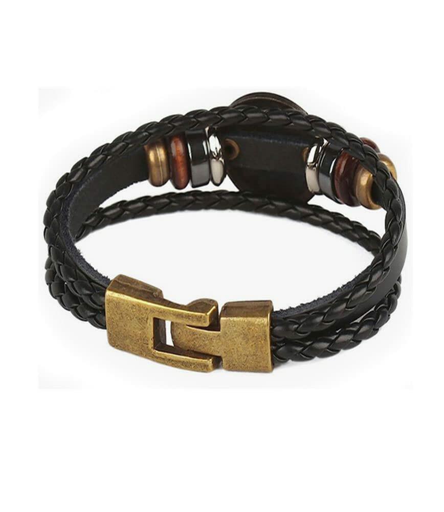 vmcoatdu Libra Zodiac Alloy Leather Braided Rope Bracelet 7.9in Wrist