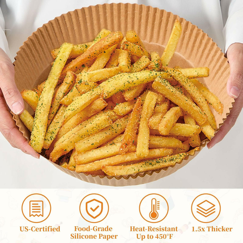FGTIYOUP 125 Pcs 7.9 Inch Round Air Fryer Liners Silicone Paper Thickened