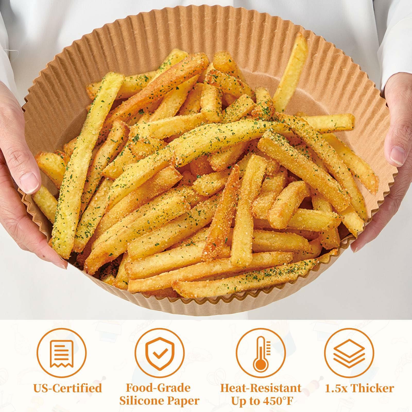 FGTIYOUP 125 Pcs 7.9 Inch Round Air Fryer Liners Silicone Paper Thickened