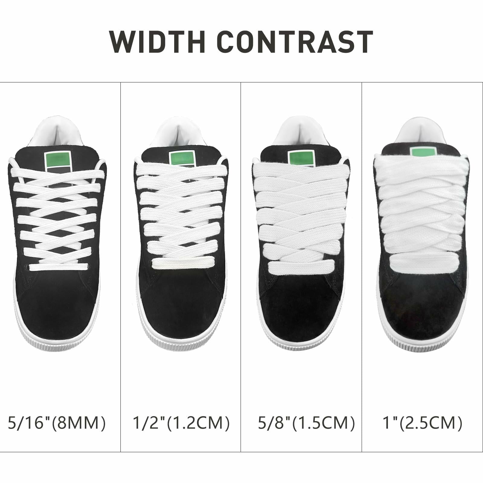 UamGlsob 8mm Cotton Shoelaces for Puma Sneakers White 39"/100cm