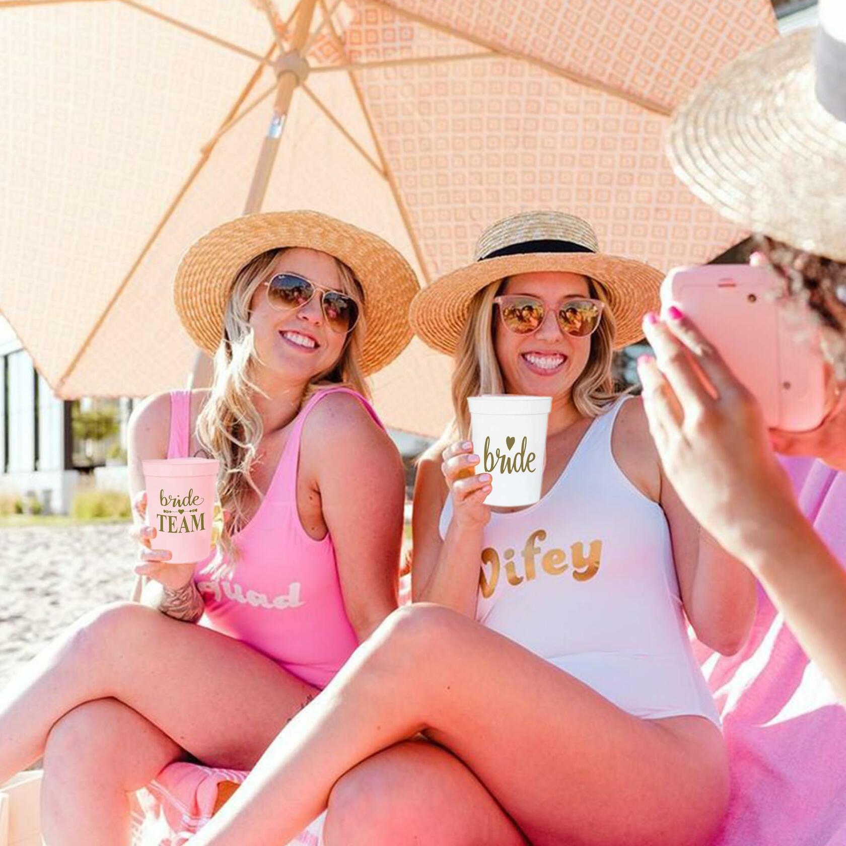 LADY&HOME 15 Pack 16oz Plastic Party Cups White Reusable Durable