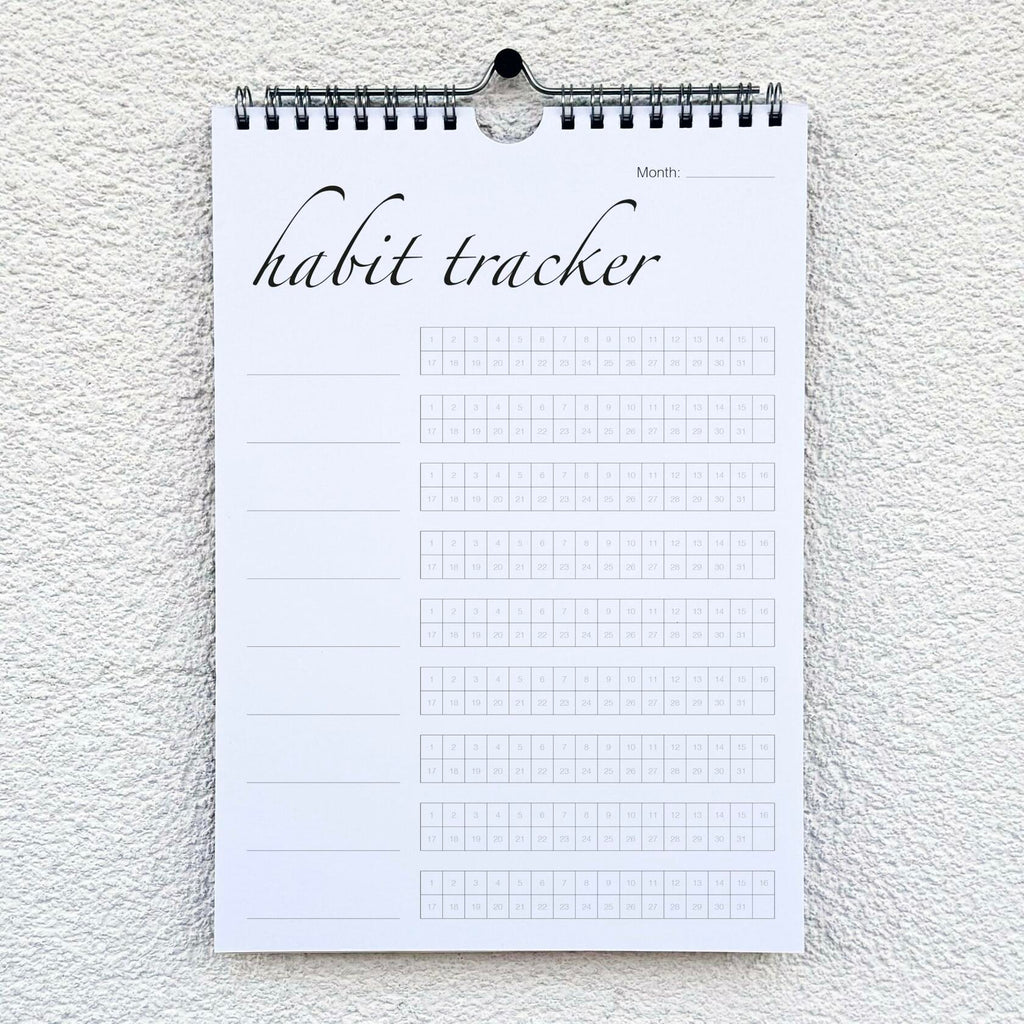 CLEVER SIGNS Habit Tracker Calendar Undated 12 Month Silver Spiral 7x10 Colorful
