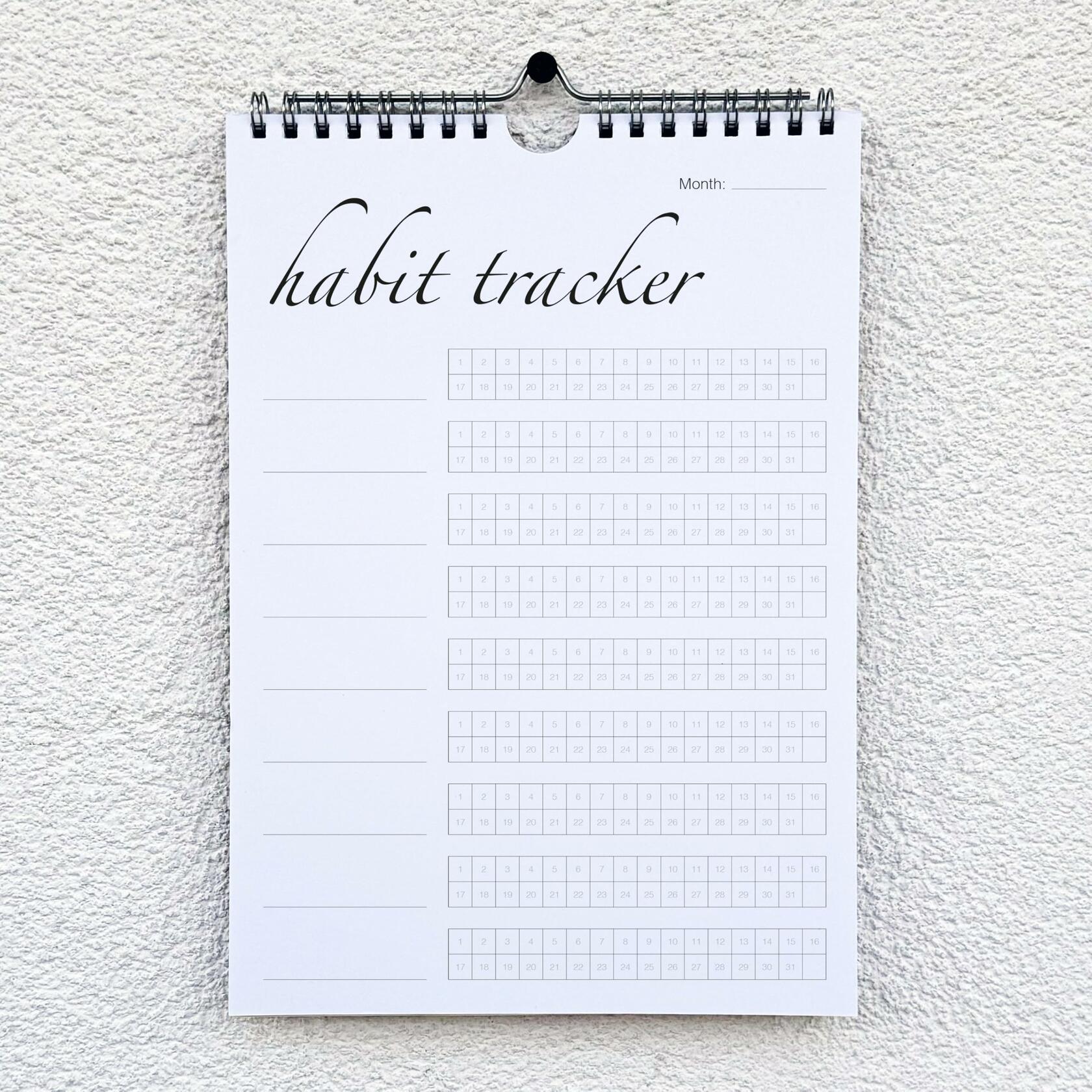 CLEVER SIGNS Habit Tracker Calendar Undated 12 Month Silver Spiral 7x10 Colorful
