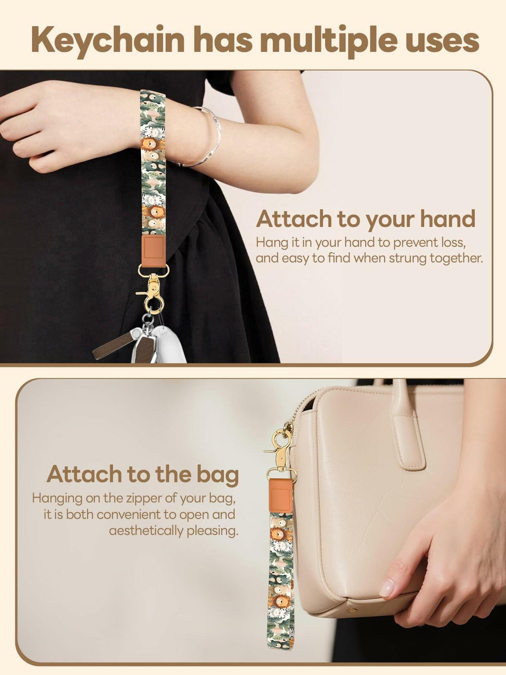 Handlein Wristlet Keychain Key Holder Lanyard for Keys Slash Size Large