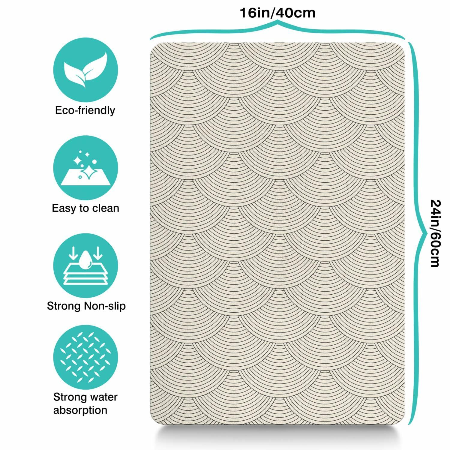 Generic Absorbent Non-Slip Dog Bowl Mat Black 16x24 Inch