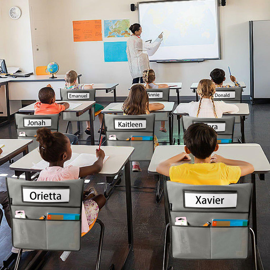 ANZORG Chairback Buddy Pocket Chart Classroom Organizer Grey 12 Pack