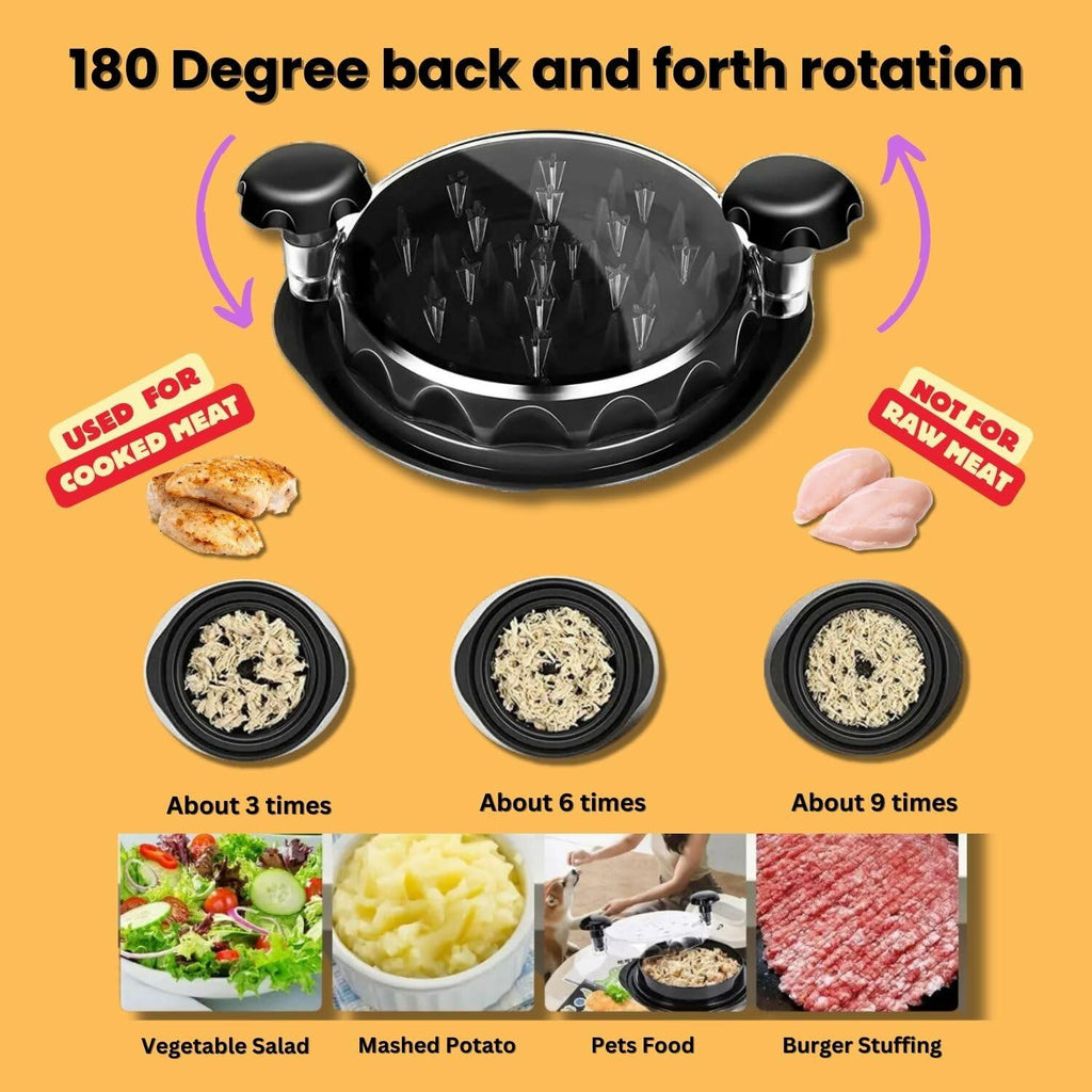 [Like New] CasaFusion Chicken Shredder with Cleaning Brush, Transparent Lid, Anti-Slip Base