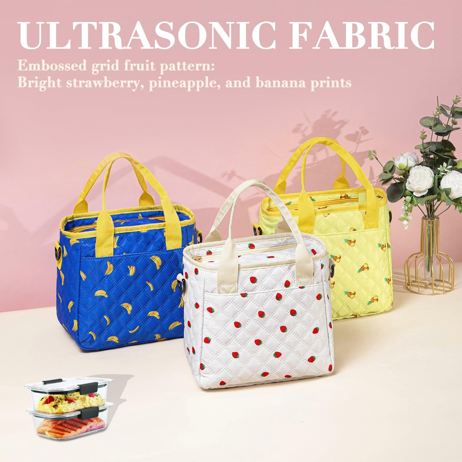 TuErCao Pineapple Insulated Lunch Box Small Portable Lightweight Nylon