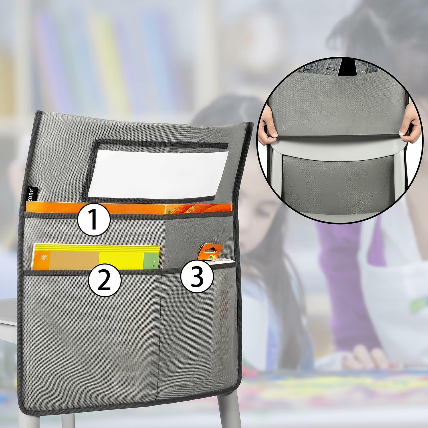 ANZORG Chairback Buddy Pocket Chart Classroom Organizer Grey 12 Pack