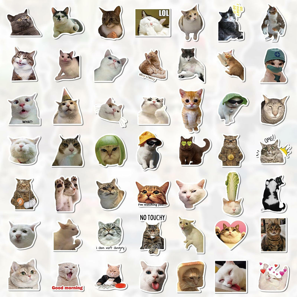 GizmoBox 100pcs Cute Cat Meme Stickers Waterproof Vinyl Decals for Laptop Kids