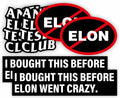 Generic 6PCS Waterproof Elliptical No Elon Window Bumper Stickers Black White