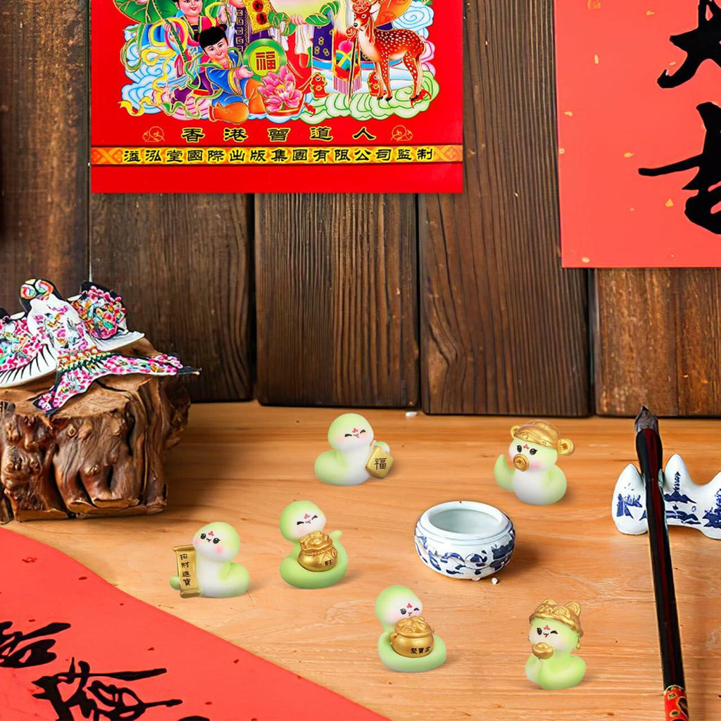 VICASKY Chinese New Year 2025 Snake Resin Figurines 10 Pcs Lucky Miniatures