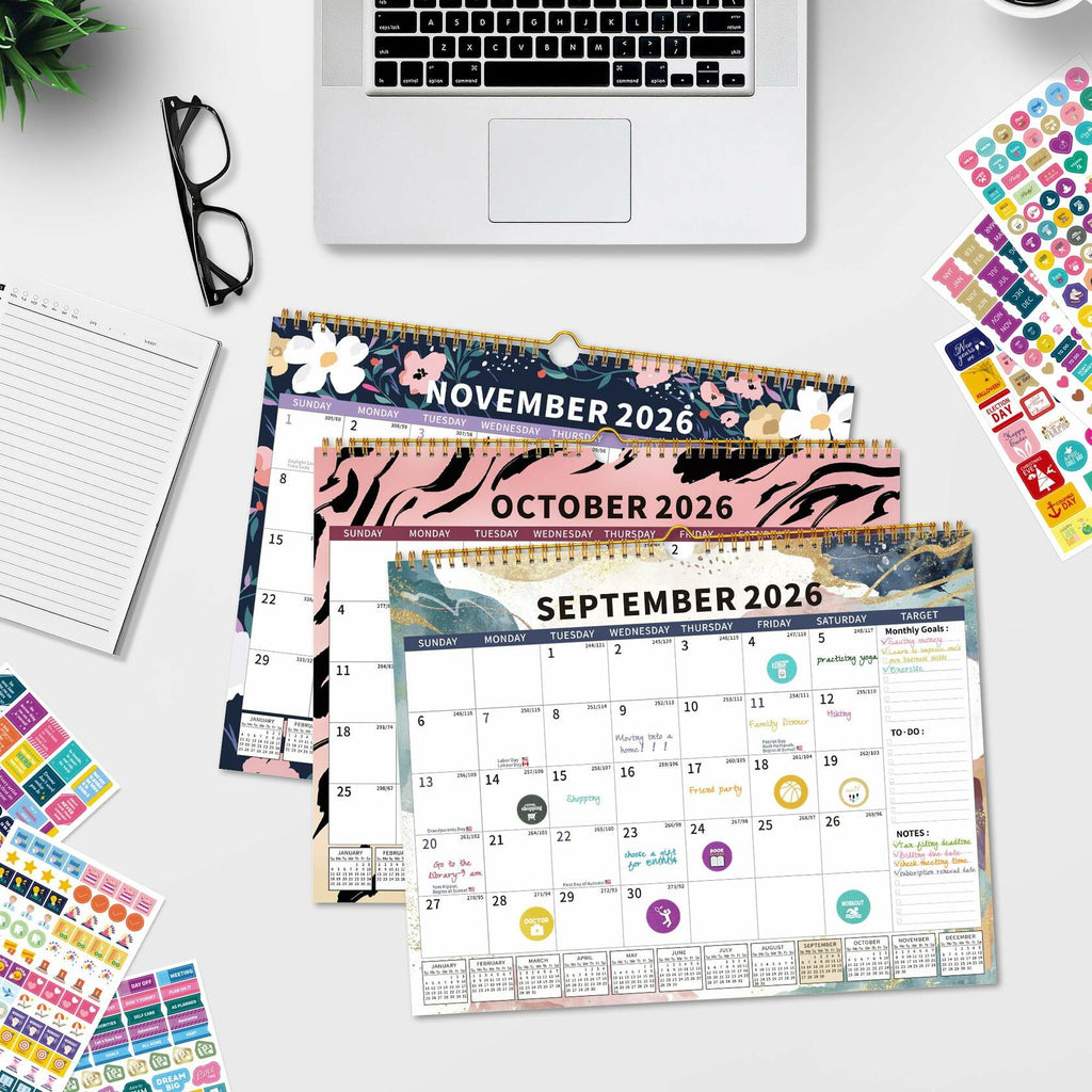 EYROZILL 2025-2026 Wall Calendar 17x22 Large Monthly Vertical 18 Month