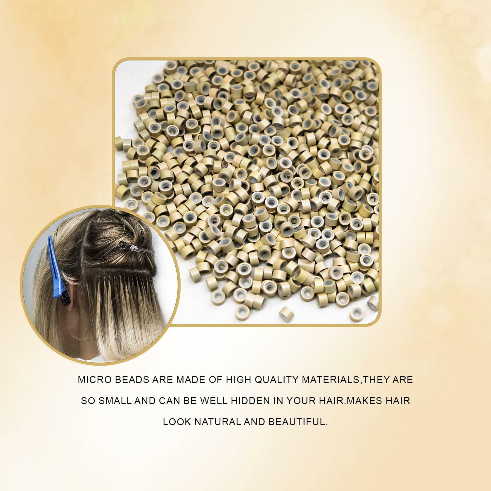 coloryoung 1000pcs 5mm Silicone Lined Micro Beads Hair Extensions Dark Brown