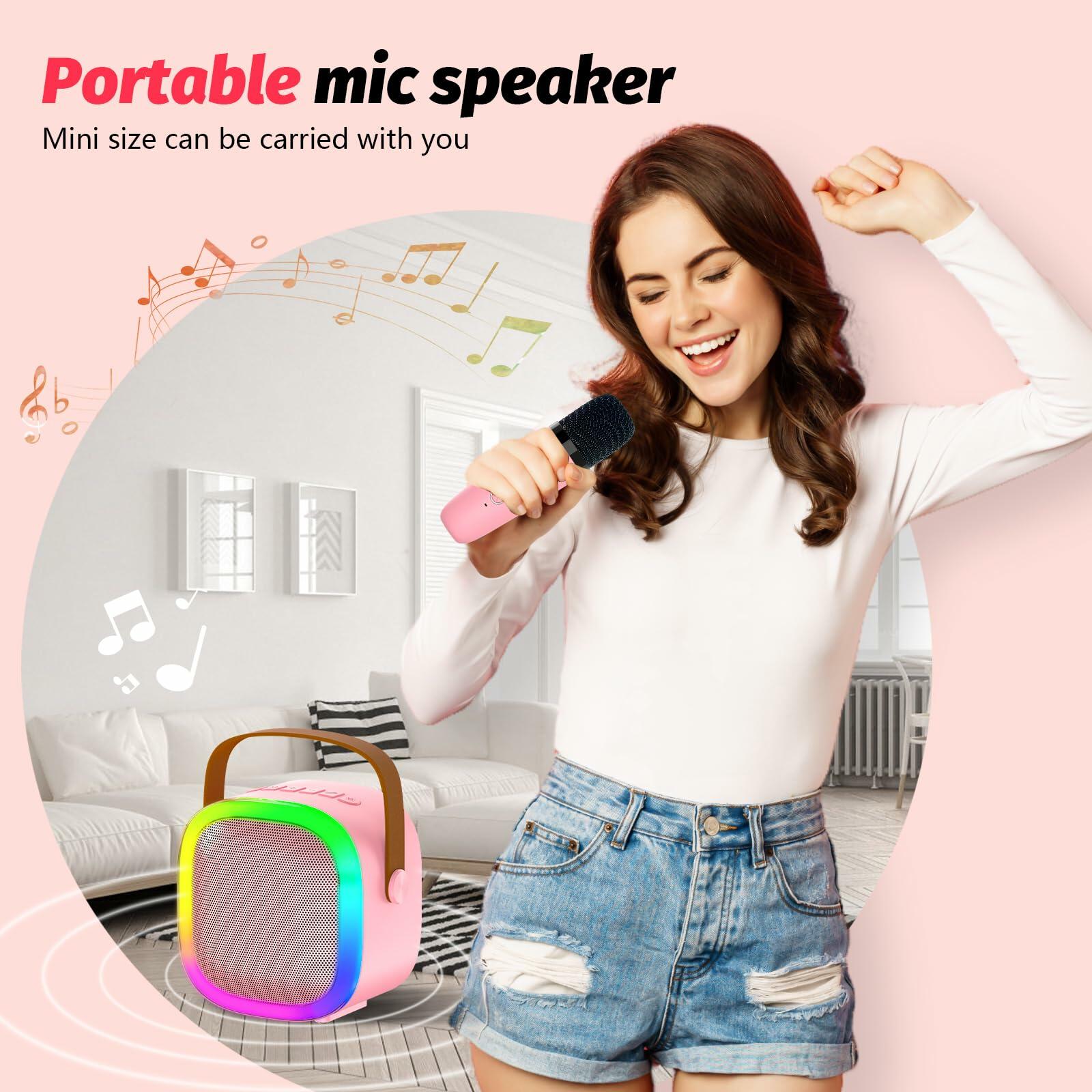 OUTUVAS Karaoke Microphone Machine for Kids Ages 4-12 Pink