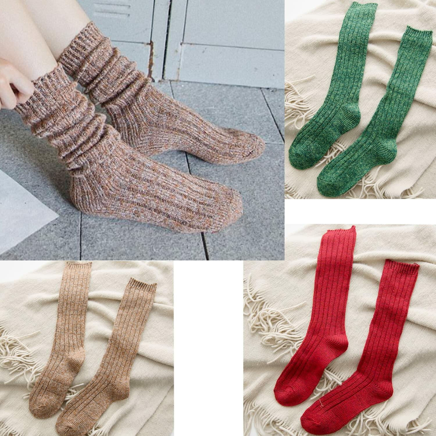TINTAO Women Winter Wool Cable Knit Knee High Boot Socks 3 Pairs Size 5-11 A06